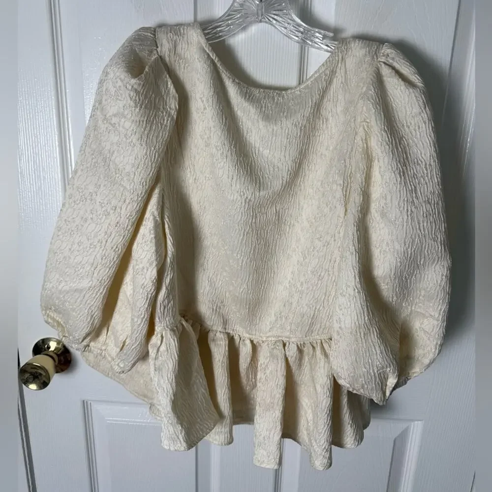 Free People NEW Pamela Bow Top in White Alyssum M